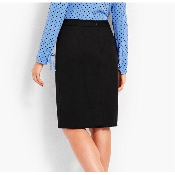 Talbots Women 6 Black Refined Ponte Knit Front Bow Detail Pencil Skirt Stretch - Picture 2 of 8